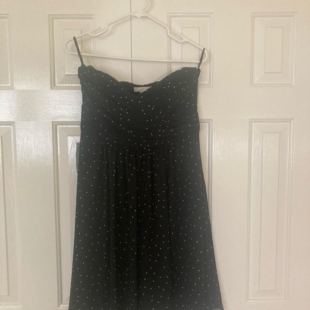 NWT Ann Taylor Black with White Dots Strapless Dress